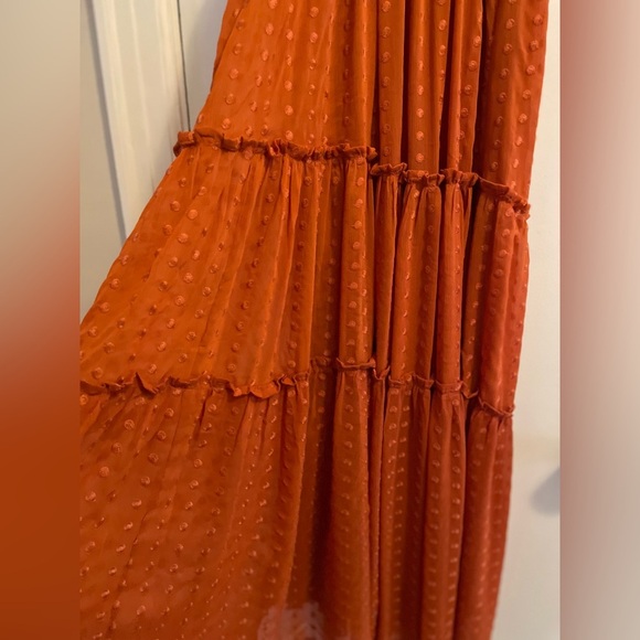 NWT Anthropologie Ruched Tiered Dress Terra Cotta Size XS - Picture 12 of 15